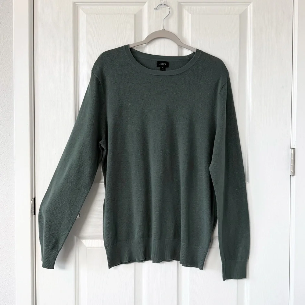 J. Crew Cotton-Cashmere Pique Crewneck Sweater in Sage Green NWT